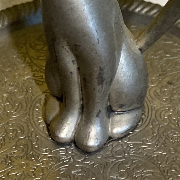 Vintage blue gemmed EP zinc Aloy silver cat ring holder - Picture 6 of 8